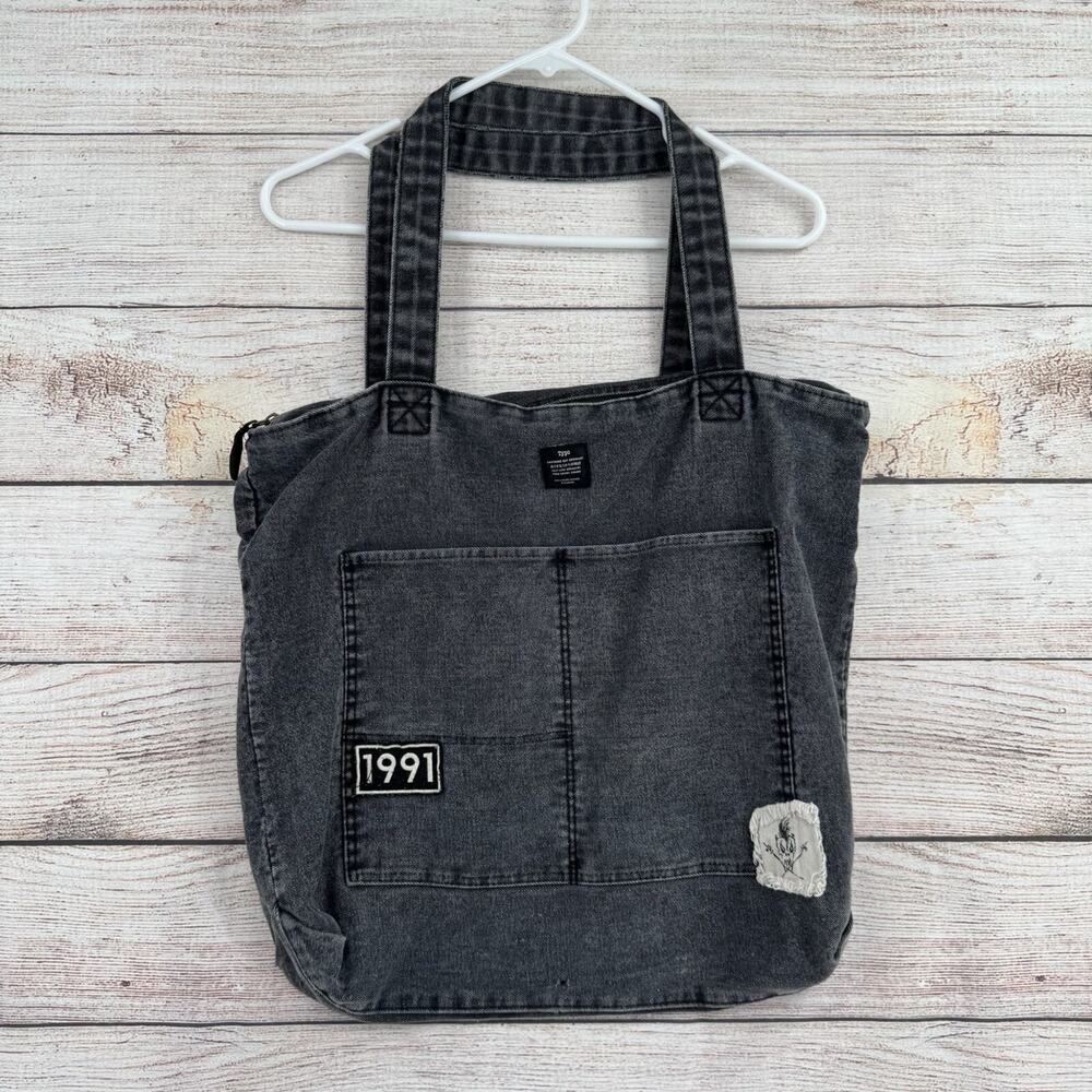 Metallica Denim Tote Bag 19x17 Gray/Black‎